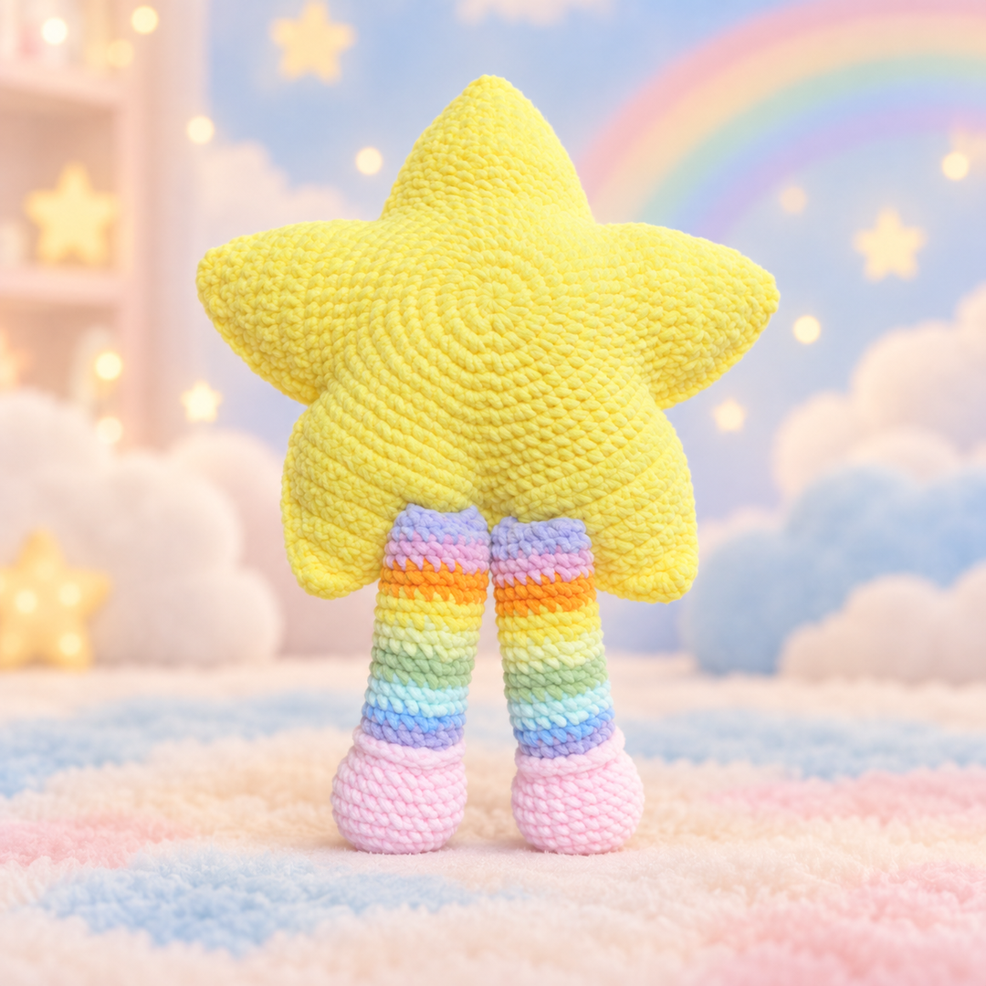 Handmade Crochet Star Plush Pillow - Rainbow Kawaii Nursery Decor
