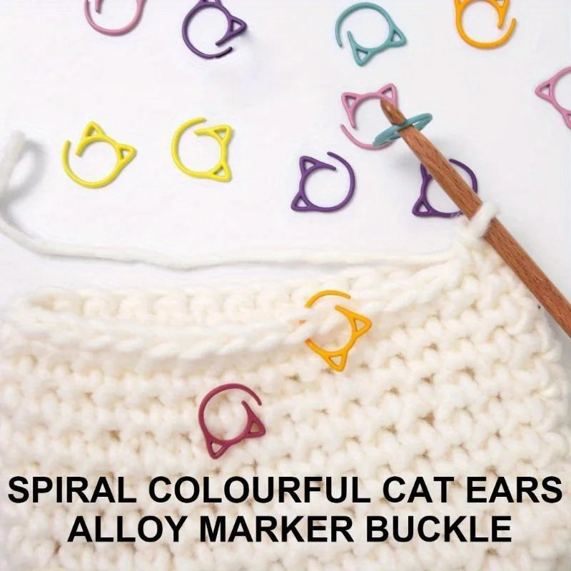 24/48pcs Cat Ear Metal Stitch Marker Crochet Hook Lock Marker Ring Crochet Hook Lock Stitch Marker For Knitting Tools