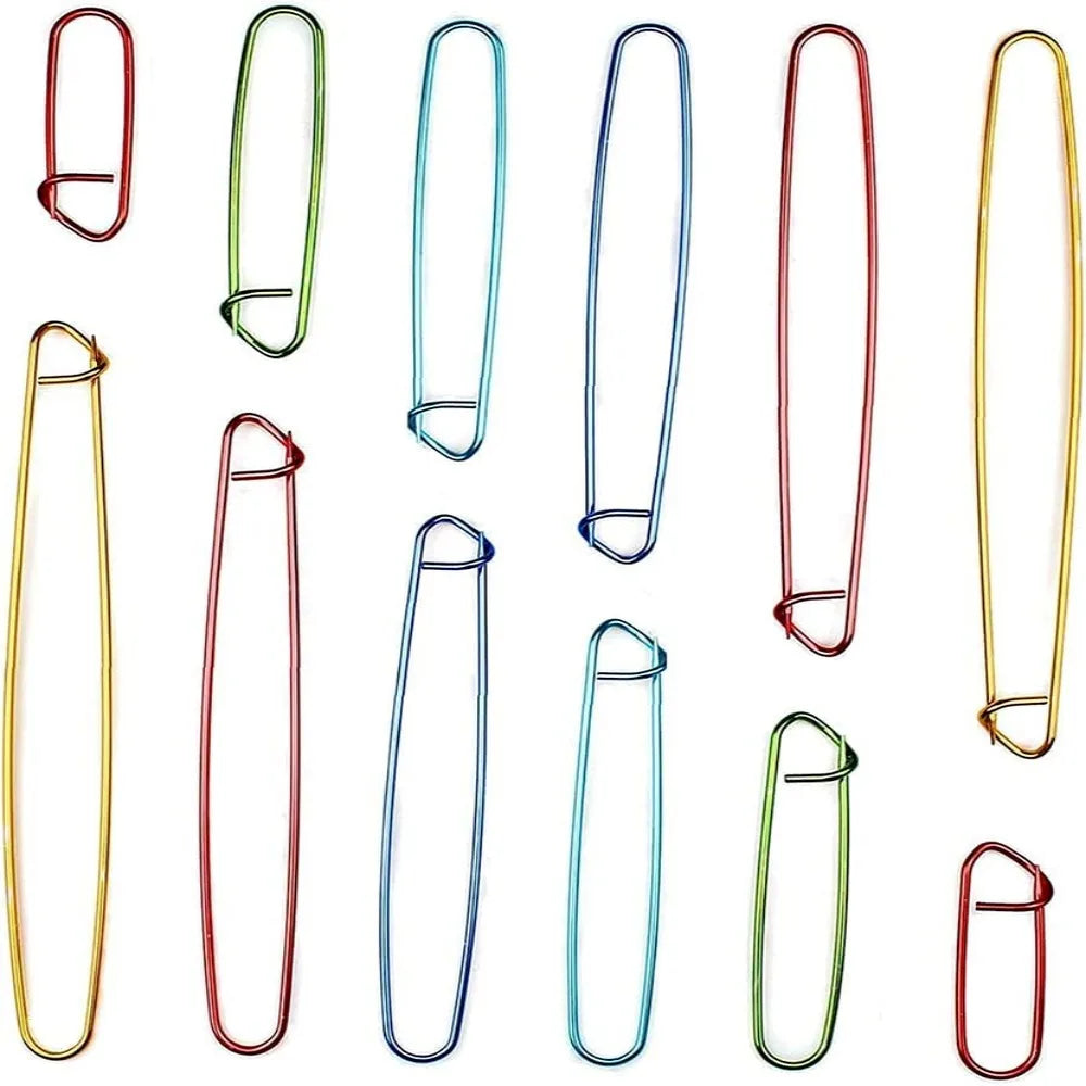 12Pcs Stitch Holders Markers Aluminium Yarn Stitch Holder Set For Knitting Crocheting Colorful Mark Large Pin Weaving Tool