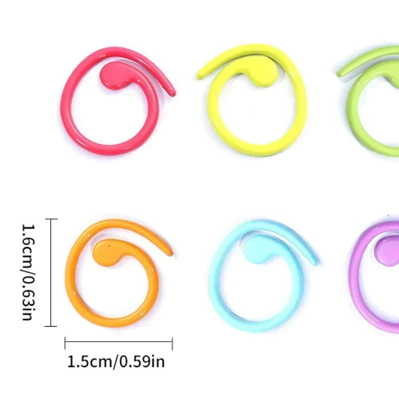 16×15mm 30/60PCS Zinc Based Alloy Knitting Stitch Markers Spiral Multicolor Painted Marker Buckle Crochet Stitch  Needle Clip