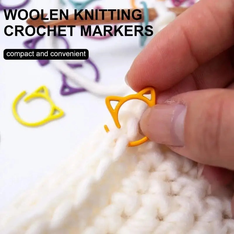 24/48pcs Cat Ear Metal Stitch Marker Crochet Hook Lock Marker Ring Crochet Hook Lock Stitch Marker For Knitting Tools