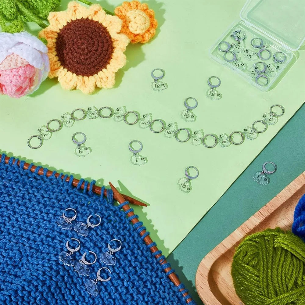 Sheep Stitch Markers Clear Acrylic Crochet Stitch Marker Charms for Knitting Weaving Sewing Accessories Quilting