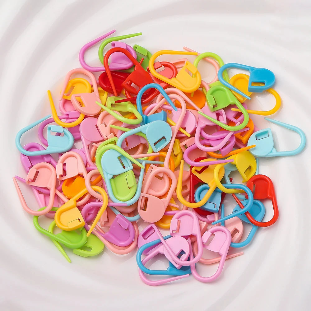 100Pcs/lot Colorful Locking Stitch Markers Plastic Knitting Crochet Locking Crochet Needle Clip Hook Tool for DIY Jewelry Making