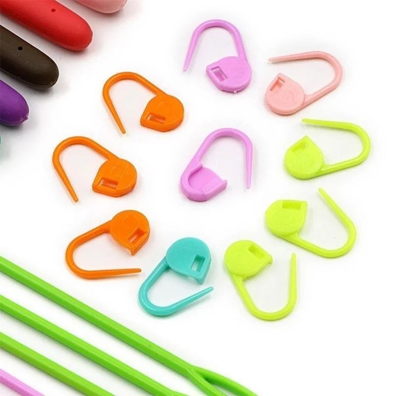 12/37pcs Ergonomic Crochet Hook Set Extra Long Kit Crochet Needles Knitting Crochet Tricot Accessories For Beginners Comfortable