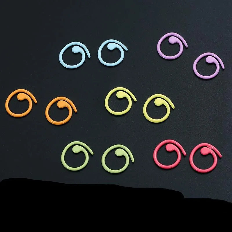 30PCS Zinc Based Alloy Knitting Stitch Markers Spiral Multicolor Painted Marker Buckle Crochet Stitch Lock Knit Needle Clip