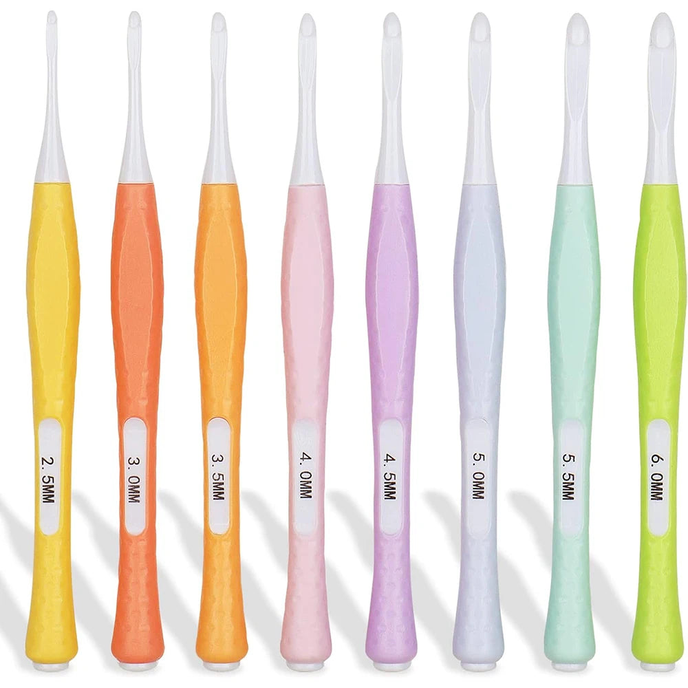 8pcs Inline Crochet Hooks Set Ergonomic Non Slip Crochet Hook for Crocheting Beginners 2.5mm-6mm Soft Grip Crochet Hooks
