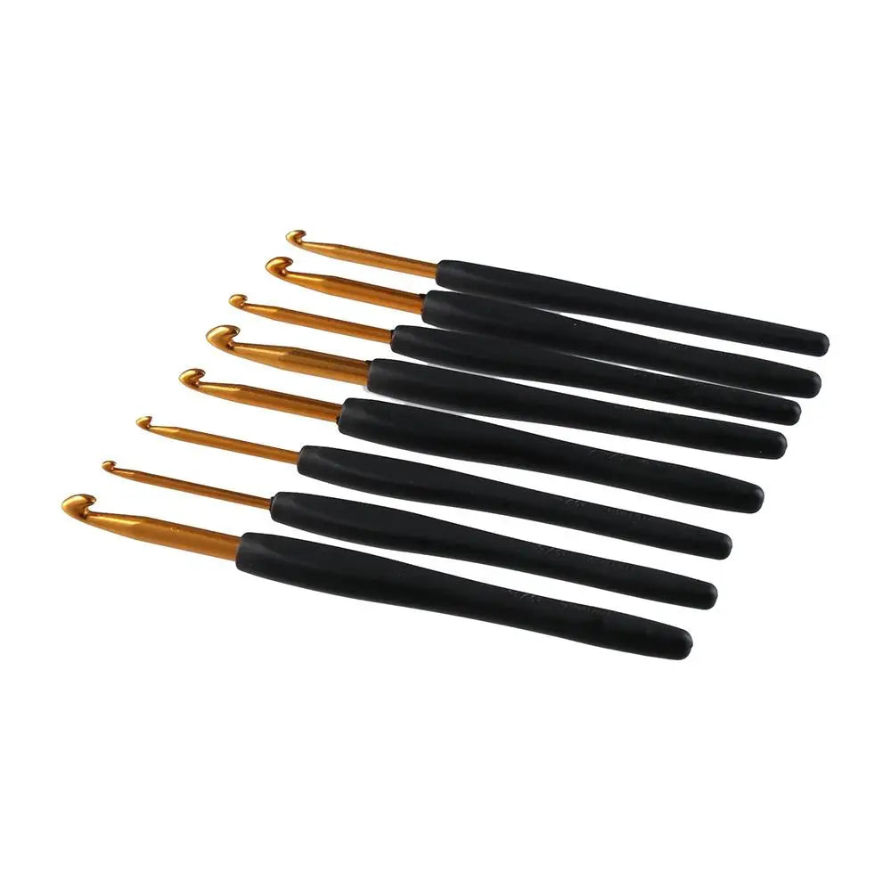8PCS Black Crochet Hooks Set  for Arthritic Hands,Ergonomic Crochet Hook Soft Crochet Needle,2.5-6.0mm Crochet Kit for Beginners