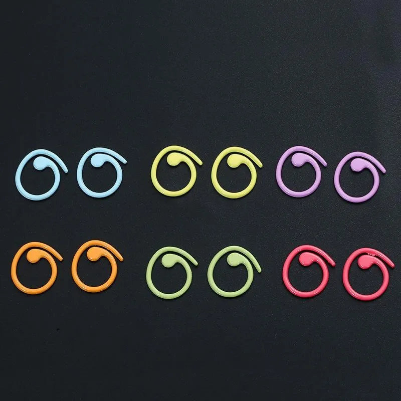 30PCS Zinc Based Alloy Knitting Stitch Markers Spiral Multicolor Painted Marker Buckle Crochet Stitch Lock Knit Needle Clip