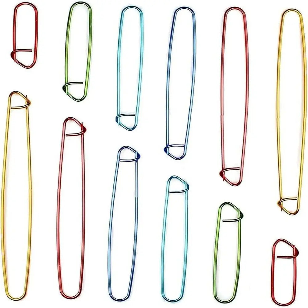 12Pcs Stitch Holders Markers Aluminium Yarn Stitch Holder Set For Knitting Crocheting Colorful Mark Large Pin Weaving Tool