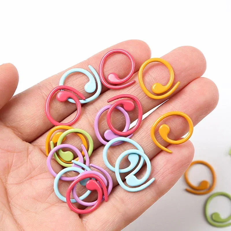 16×15mm 30/60PCS Zinc Based Alloy Knitting Stitch Markers Spiral Multicolor Painted Marker Buckle Crochet Stitch  Needle Clip