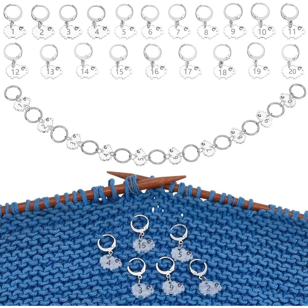 Sheep Stitch Markers Clear Acrylic Crochet Stitch Marker Charms for Knitting Weaving Sewing Accessories Quilting