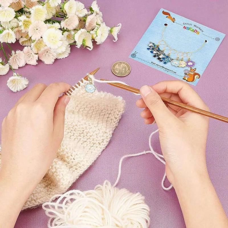 6 Pcs Sheep Stitch Markers Alloy Enamel Crochet Stitch Marker Charms Locking Stitch Marker Knitting DIY Handmade Gift