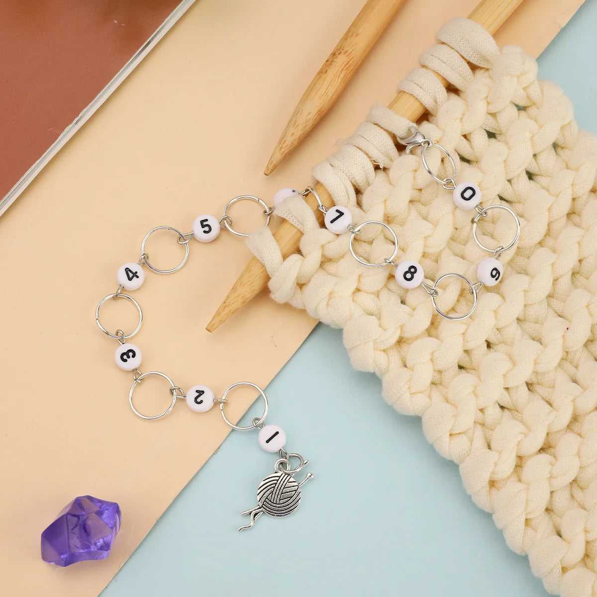 Number Stitch Markers Bead Chain Multifunction Crochet Markers Digital Crochet Locking Knitting Markers DIY Sewing Accessories