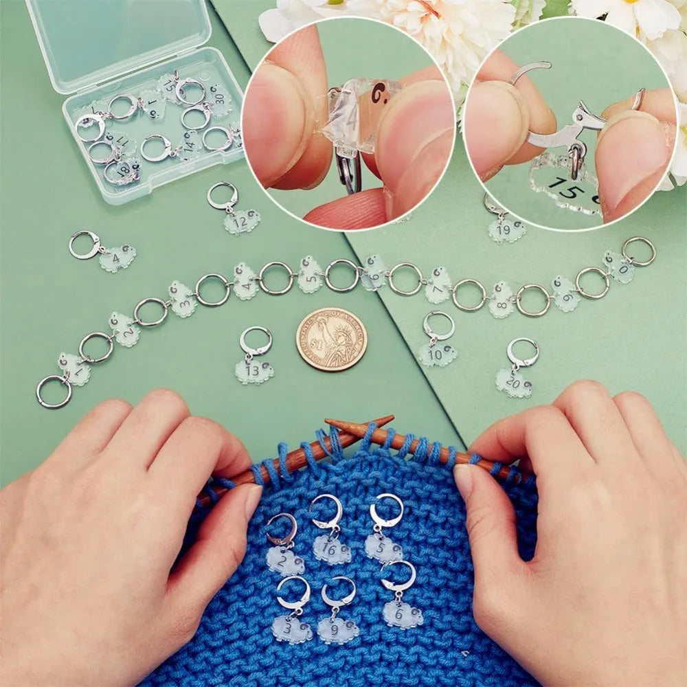 Sheep Stitch Markers Clear Acrylic Crochet Stitch Marker Charms for Knitting Weaving Sewing Accessories Quilting
